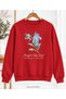 Women's Forget-Me-Not Floral Printed Crew Neck Sweatshirt - Oversized Sweatshirt with Typography Pattern