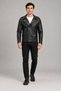 Men's Black Slim Fit Leather Jacket with Pocket Detail