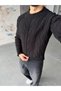 Crop Cut Knitted Patterned Knitwear Black - 5
