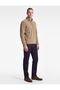 Long Sleeve Fleece Sweatshirt with Stitching Detail and Half Zipper - 2