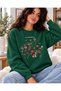 Women's Botanical Flower Field and Text Graphic Print Oversized Sweatshirt - Crew Neck Drop Shoulder Winter Sweatshirt