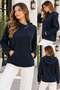 Timeless Comfort in Style - Women's Asymmetrical Hooded Button Detail Pocket Long Sleeve Waffle Blouse - 2