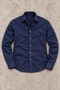 Men's Classic Collar Long Sleeve Buttoned Slim Fit Navy Blue Shirt - 4