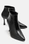 Women's Pointed Toe Goblet Heel Zippered Black Ankle Boots