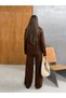 Turtleneck Oversize Knitwear Set with Elastic Waist and Wide-Legged Pants Two-Piece Set - 4