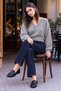 Women's V-Neck Long Sleeve Casual Gray Sweater - 5