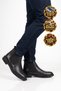 Rubber Sole Chelsea Boots with Side Elastic Black Skin Genuine Leather Stylish Comfortable Men's Classic Boots 600527