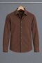 Men's Classic Collar Long Sleeve Buttoned Slim Fit Brown Shirt - 6