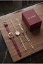 3-Piece Women's Watch Set Gold & Burgundy & Silver |   Luxury Steel and Leather Cord Vintage Women's Wristwatch |   Old Money Classic Stylish Elegant Design |   Limited Edition 2027