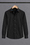 Men's Classic Collar Long Sleeve Buttoned Slim Fit Black Shirt - 6