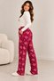Women's Burgundy Bow Patterned Fleece Pajama Bottoms – Soft Textured, Elastic, Comfortable Winter Cut - 2