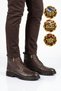 Rubber Sole, Lace-Up, Zippered, Brown Skin, Genuine Leather, Fleece Lined Men's Boots 600531