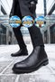 Rubber Sole Chelsea Boots with Side Elastic Black Skin Genuine Leather Stylish Comfortable Men's Classic Boots 600527 - 3