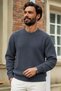 Men's Stripe Detailed Premium Smoked Sweater
