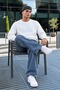 Men's Long Sleeve Casual White Sweater - 4