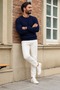 Men's Premium Navy Blue Sweater with Stripe Detail - 6