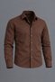 Men's Classic Collar Long Sleeve Buttoned Slim Fit Brown Shirt