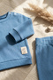 Baby and Child Sky Blue Cotton Ribbed Set - Soft Textured Two-Piece Set with Shoulder Snaps - 5