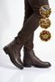 Rubber Sole, Lace-Up, Zippered, Brown Skin Genuine Leather Men's Boots 600530