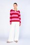 Women's Red Shirt Collar Thick Striped Sweatshirt