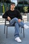 Men's Long Sleeve Casual Black Sweater - 3