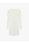 Sequin Sequined Slim Fit Drape Collar Long Sleeve Bodycon Mini Evening Dress - 2