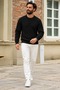 Men's Premium Black Sweater with Stripe Detail - 4