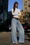 Women's Turtleneck Long Sleeve Ribbed White Knitwear - 5