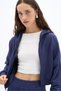 Women's 3 Thread Cotton Hooded Zipper Sweatshirt and Wide Leg Sweatpants - Sweat Suit Set - 6