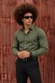 Men's Classic Stylish Long Classic Buttoned Khaki Shirt