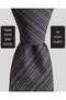 Grey Pinstripe Black Silk Tie – 8 cm Wide - 2