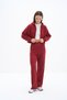 Women's Stone Color 3 Thread Cotton Hooded Zipper Sweatshirt and Wide Leg Sweatpants - Sweatpants Set - 7
