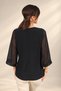 Women's Collar Sequin-Bead Embroidered Long Chiffon Sleeve Comfortable Fit Sandy Blouse - 4