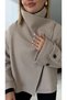 High Collar Vanilla Short Cashmere Coat - 2