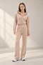 Women's 3 Thread Cotton Hooded Zipper Sweatshirt and Wide Leg Sweatpants - Sweat Suit Set