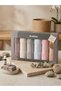 Elissa Boxed Towels 6 Pieces - Gray Stone Beige Cream Pink White