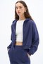 Women's 3 Thread Cotton Hooded Zipper Sweatshirt and Wide Leg Sweatpants - Sweat Suit Set - 3