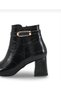 Women's Nina Black Pointed Toe Crocodile Heeled Boots - 3