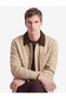 Classic Contrast Collar Long Sleeve Pocketed Buttoned Cashmere Jacket - 3