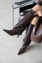 Dark Women's Casual Cut Wrinkled Leather Boots - 2