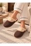 Women's Brown Fur-Collared, Plush, Lightweight, Comfortable House Slippers