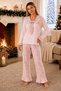 Bürümcük Knitted Long Sleeve Women's Pajama Set with Shoulder Piece and Tie Detail - 2