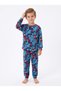 100% Cotton Interlock Fabric Boys' Pajama Set Blue Red Stripe Adventure Pattern Combed Cotton - 4