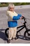 Children's Hooded Quilted Coat Ecru Blue Color Block Half Zipper with Pockets - 2