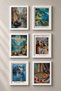 6 Piece Full Moon and Night Table Framed Painting Set Italy Posters Wall Decor Sixmx44