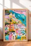 6 Piece Colorful Hillside Houses Framed Painting Set Italy Posters Wall Decor Sixit17 - 2