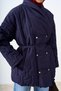 Women's Snap Detail Tied Quilted Coat Navy Blue - 6