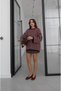 Burgundy Noyan Oversize Striped Knitwear Sweater - 2