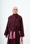 Women's Snap Detail High Collar Suit Burgundy - 3