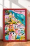 6 Piece Colorful Hillside Houses Framed Painting Set Italy Posters Wall Decor Sixit17 - 2